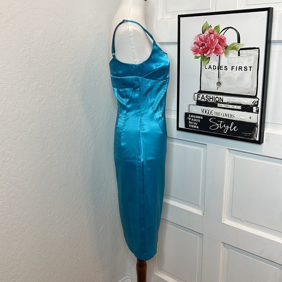 NWF Blaque Label Aqua Blue Midi Dress Size S - Picture 2 of 8